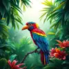Tropical Canopy Rainbow Bird Paint By Numbers