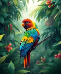 Tropical Canopy Rainbow Bird Paint By Numbers