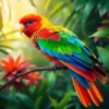 Tropical Canopy Rainbow Bird Paint By Numbers
