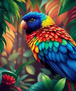 Tropical Canopy Rainbow Bird paint by numbers