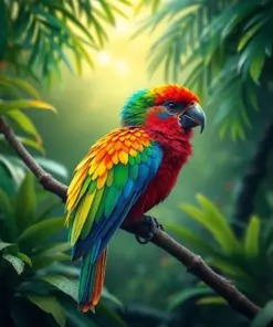 Tropical Canopy Rainbow Bird Paint By Numbers