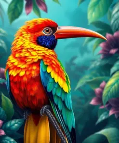 Tropical Canopy Rainbow Bird Paint By Numbers