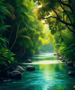 Tropical Canopy River Hunter Paint By Numbers