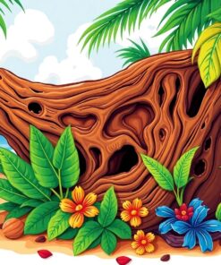 Tropical Carved Wood Relic Paint By Numbers