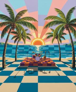 Tropical Checkerboard Beach Gig Paint By Numbers
