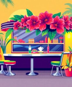 Tropical Chrome Diner Bloom Paint By Numbers