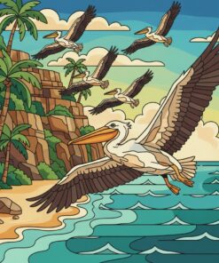 Tropical Cliffside Pelican Flight Paint By Numbers