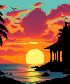 Temple Silhouette Paint Numbers