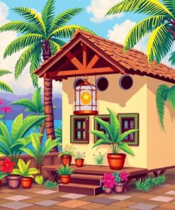Tropical Colonial Outpost Chime Paint By Numbers