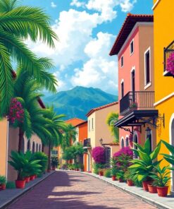 Tropical Colonial Street View Paint By Numbers