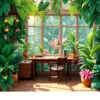 Tropical Conservatory Writing Desk Paint By Numbers
