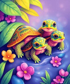 Turtle Hatchlings Paint Numbers