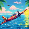 Tropical Deco Seaplane Flight Paint By Numbers
