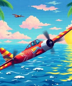 Tropical Deco Seaplane Flight Paint By Numbers