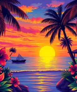 Tropical Deco Sunset Glow Paint By Numbers