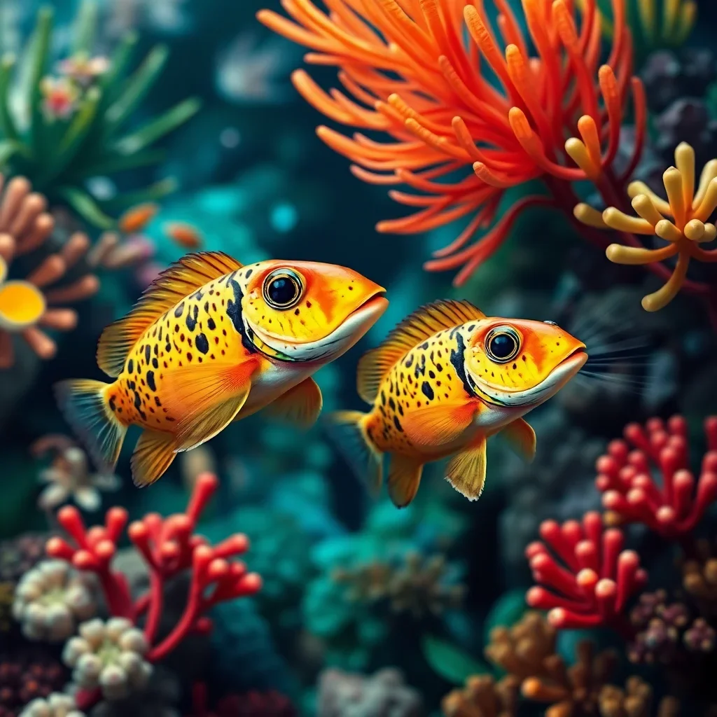 completed artwork display Tropical Deep Sea Foragers paint by numbers