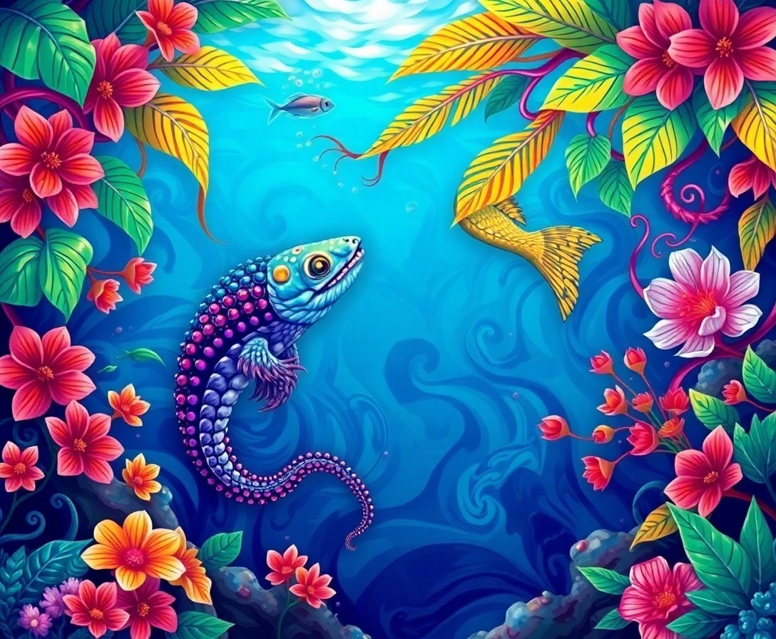 Tropical Deep Sea Lure Paint By Numbers Kit - Mythical Art completed