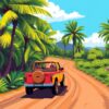 Tropical Dirt Road Drive Paint By Numbers