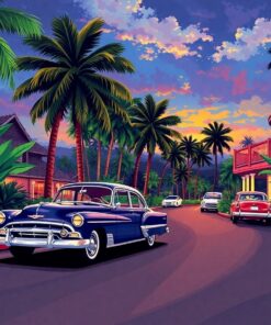 Tropical Drive In Night Paint By Numbers