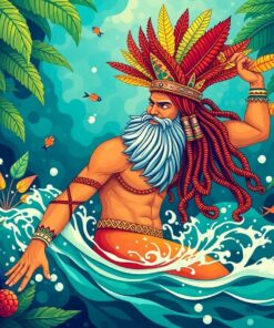 Tropical Edge Ancient Swimmer Paint By Numbers