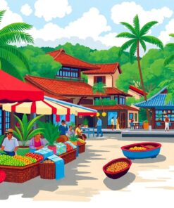 Tropical Edo Port Market Paint By Numbers