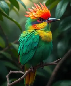 Tropical Emerald Canopy Bird paint by numbers