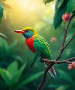 Tropical Emerald Canopy Bird Paint By Numbers