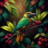 Tropical Emerald Canopy Bird Paint By Numbers