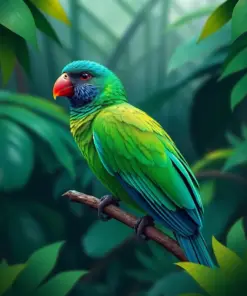 Tropical Emerald Canopy Bird paint by numbers