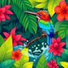 Tropical Fern Kingfisher Plunge Paint By Numbers