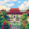 Tropical Feudal Palace Grounds Paint By Numbers