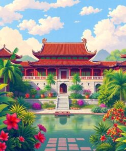 Tropical Feudal Palace Grounds Paint By Numbers