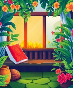 Tropical Fireside Reading Nook Paint By Numbers