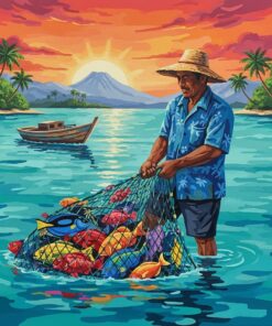 Tropical Fisherman Net Haul Paint By Numbers