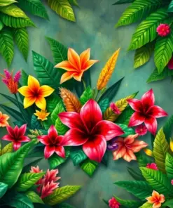 Tropical Flora Gaming Panel Paint By Numbers