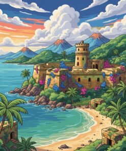 Tropical Fort Coastal Relic Paint By Numbers
