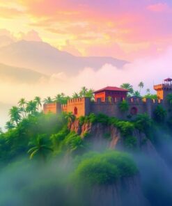 Tropical Fortress Morning Mist Paint By Numbers