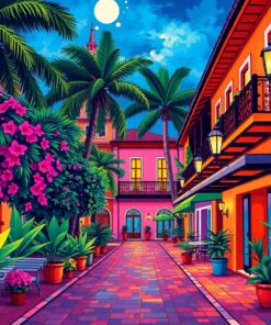 Tropical French Quarter Night Paint By Numbers