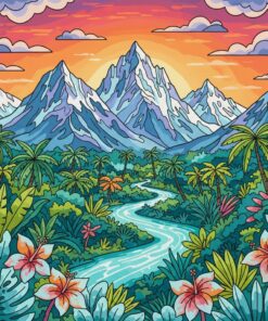 Tropical Frosty Mountain Horizon Paint By Numbers