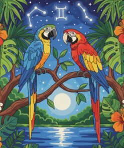 Tropical Gemini Stargazing Macaws Paint By Numbers