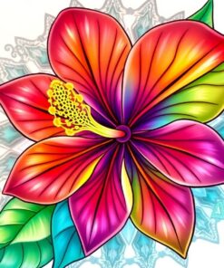 Tropical Glass Hibiscus Mandala Paint By Numbers