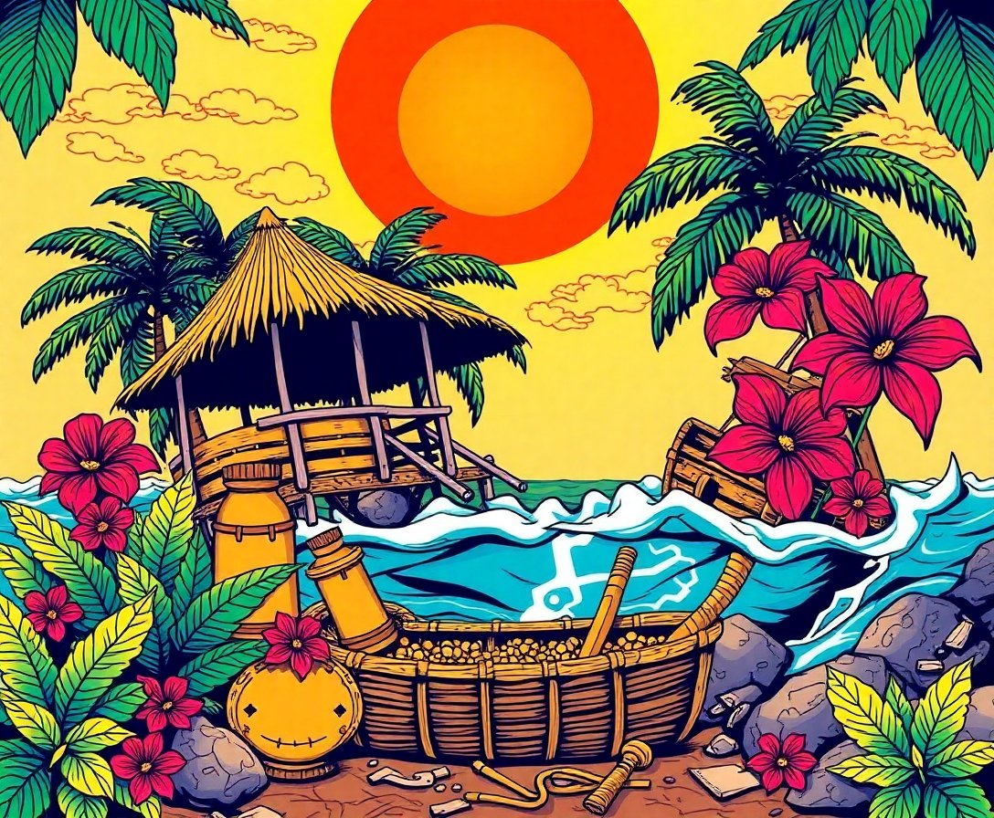 Tropical Golden Era Loot Paint By Numbers Kit - Comic Art completed