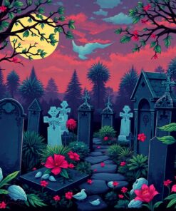 Tropical Gothic Graveyard Paint By Numbers