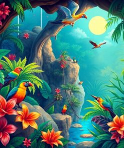 Tropical Grotto Bird Sanctuary Paint By Numbers