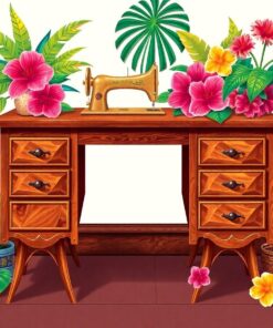 Tropical Heritage Sewing Desk Paint By Numbers