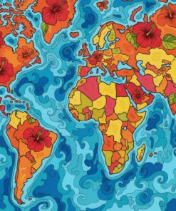 Tropical Hibiscus Cartography Paint By Numbers