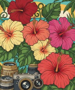 Tropical Hibiscus Vintage Lenses Paint By Numbers