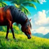 Tropical Horse Grazing Paint by Numbers
