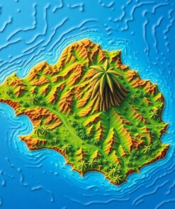 Tropical Island Relief Map Paint By Numbers