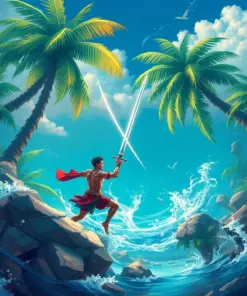 Tropical Island Sword Duel Paint By Numbers